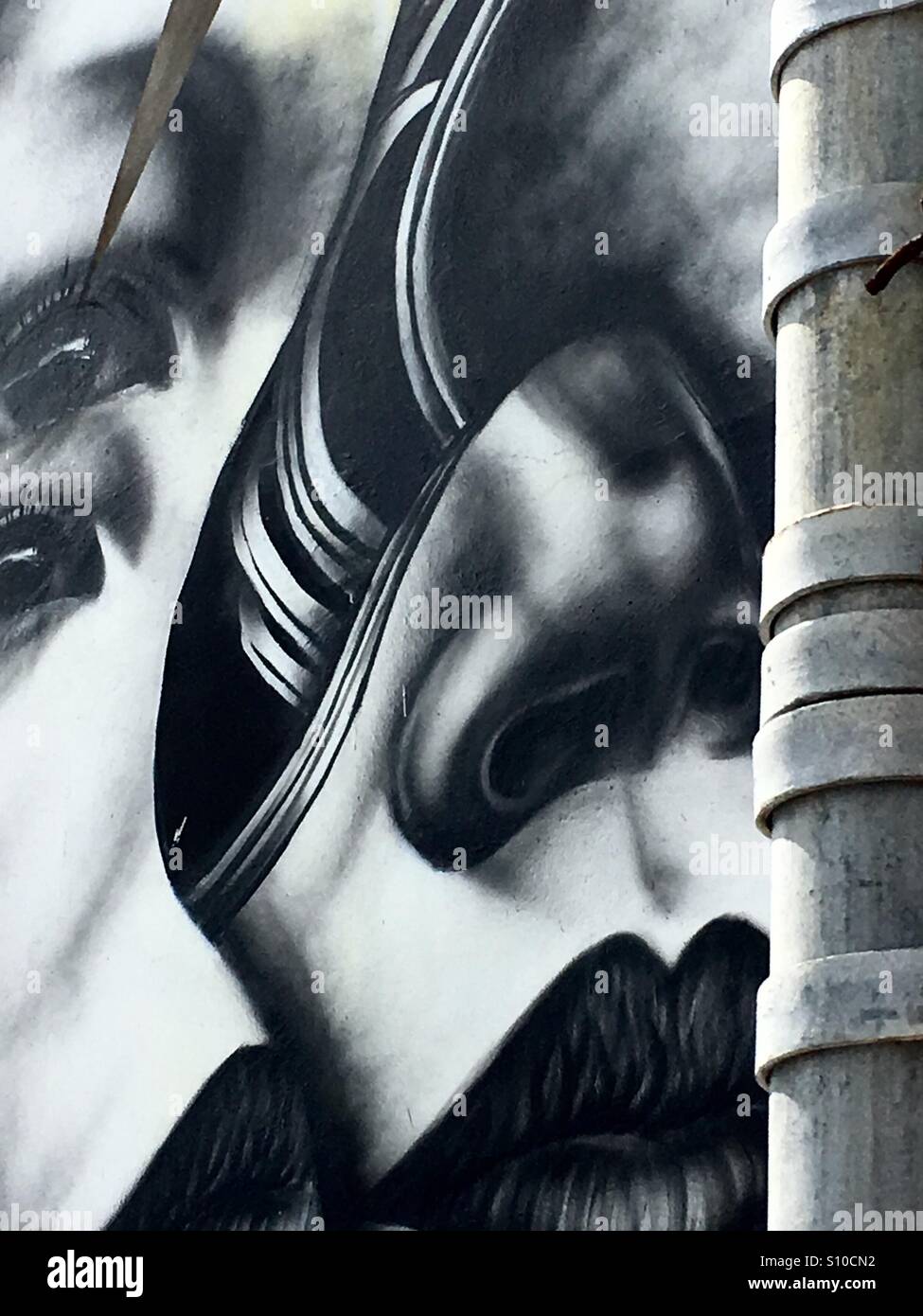 Parete Wynwood occhi, naso, bocca - Immagine stock catturata con smartphone