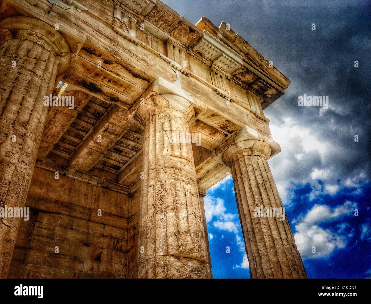 Antica architettura Greca, l'Acropoli di Atene Foto Stock