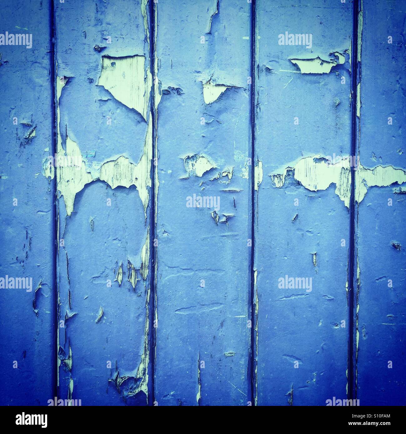Royal vernice blu spellatura di tavole di legno Foto Stock