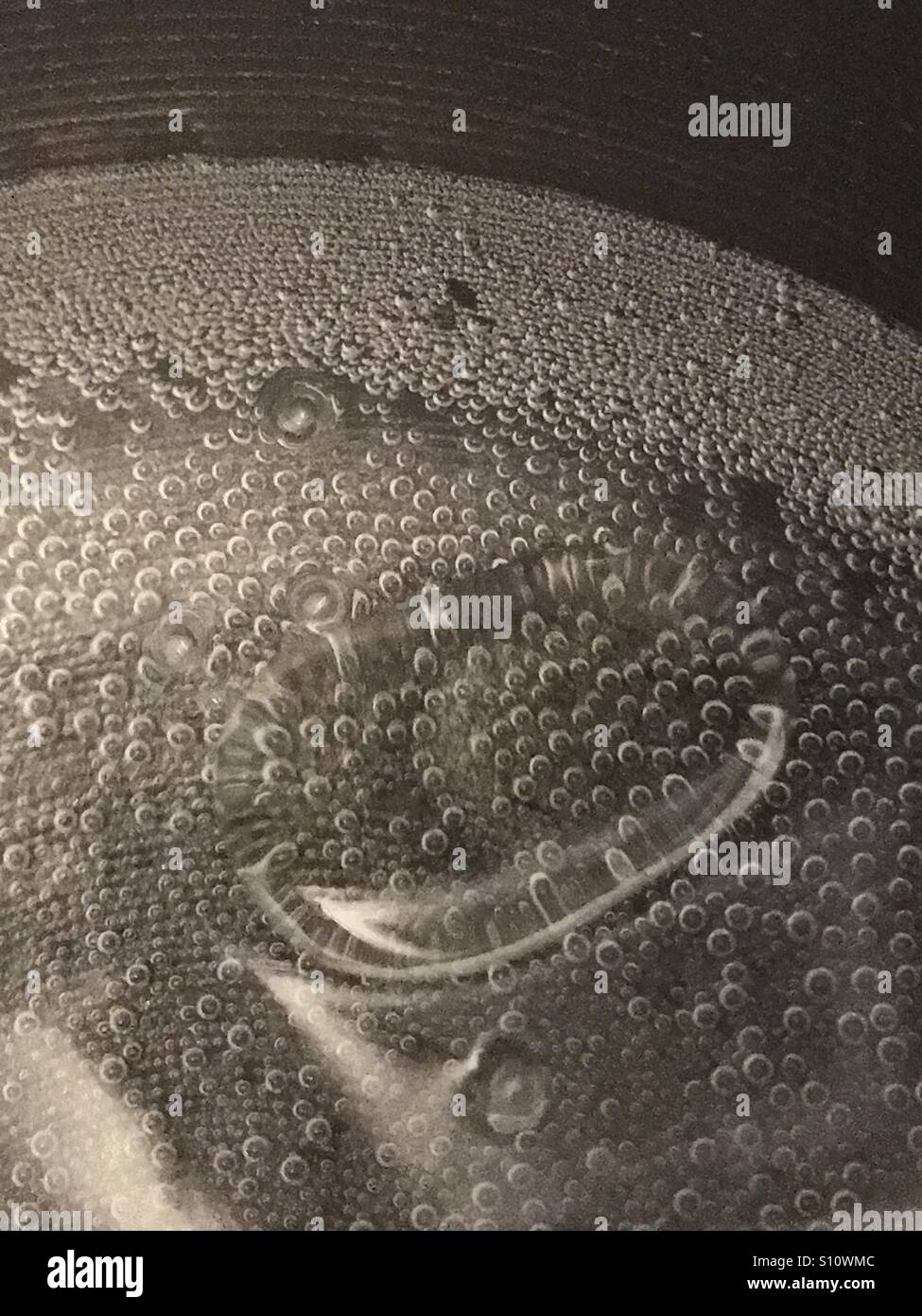 Acqua in ebollizione in casseruola - Immagine stock catturata con smartphone