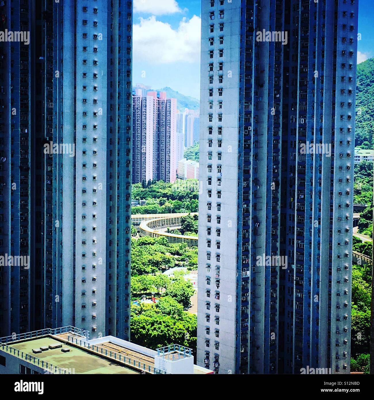 Torri di Hong Kong Atseung Kwan O Foto Stock