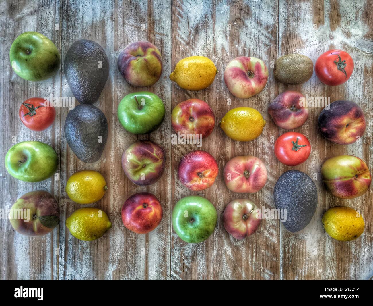 Frutta. Piatto fotografia laici Foto Stock