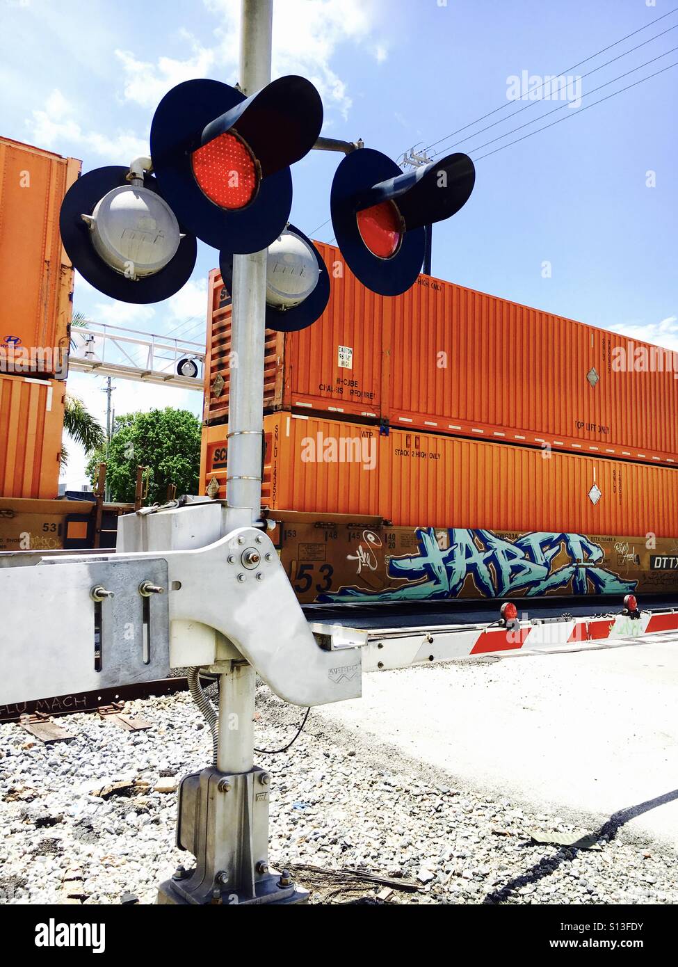 Graffiti sui treni Foto Stock