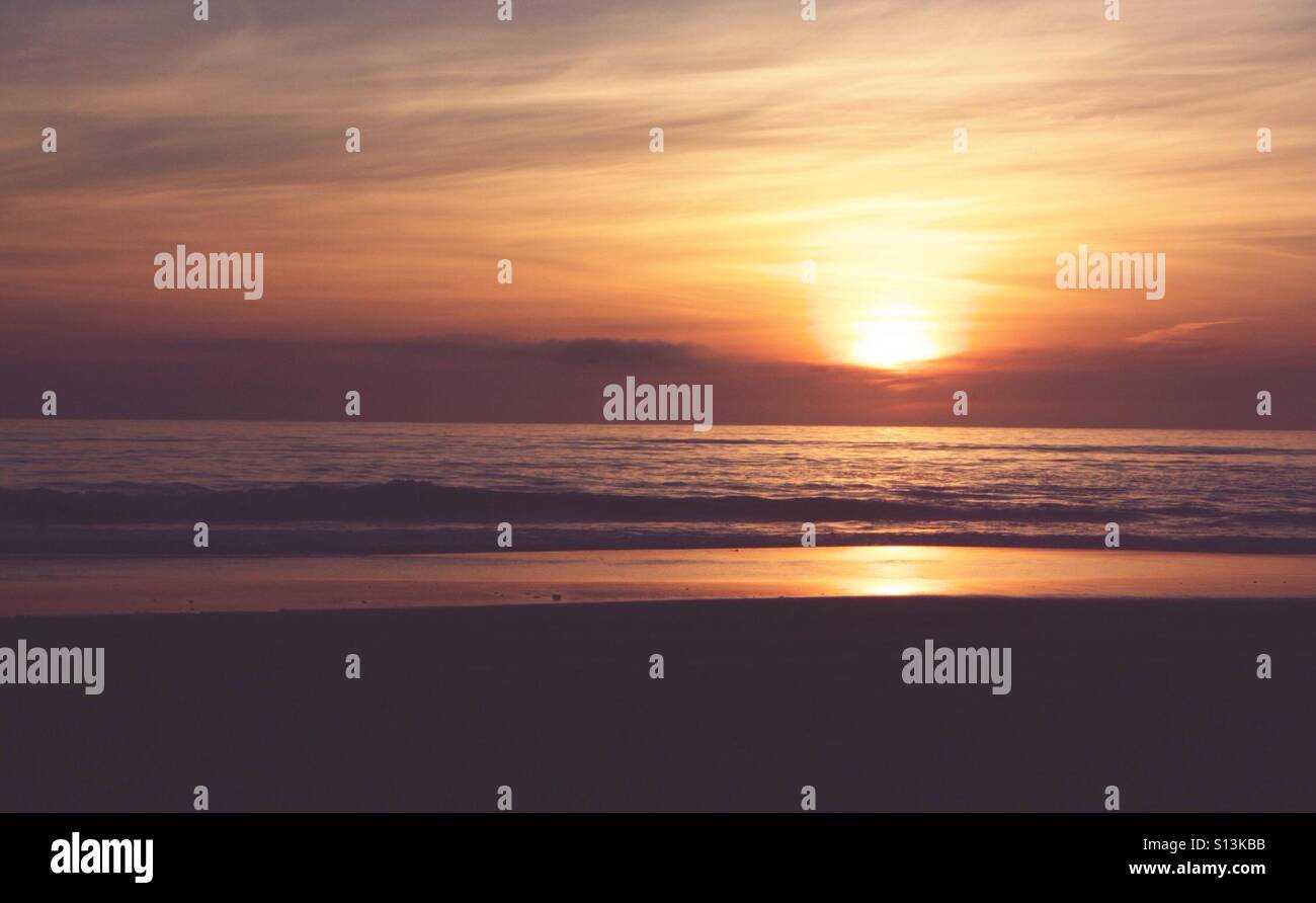 Tramonto al Del Mar Beach, CA, Stati Uniti d'America Foto Stock