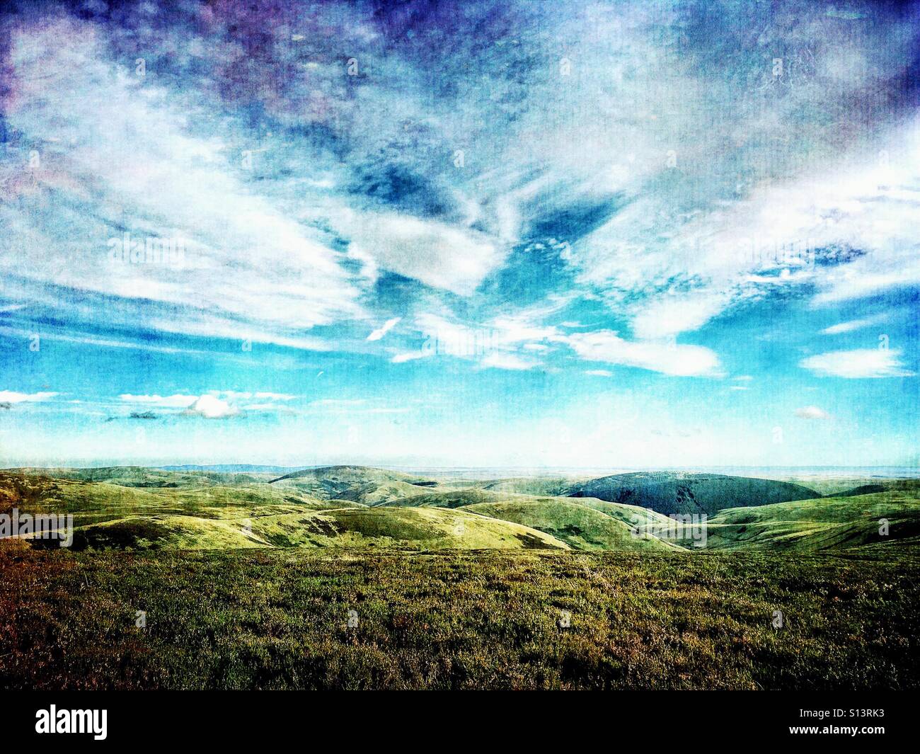 Otterburn gamme e il Parco nazionale di Northumberland visto dal Cheviot Mozie legge Foto Stock