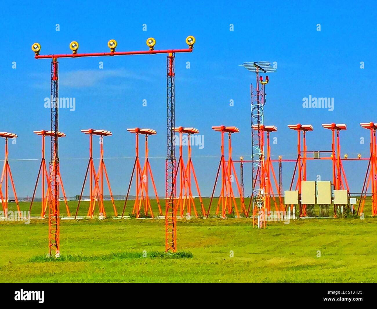 Aeroporto di illuminazione della pista Foto Stock