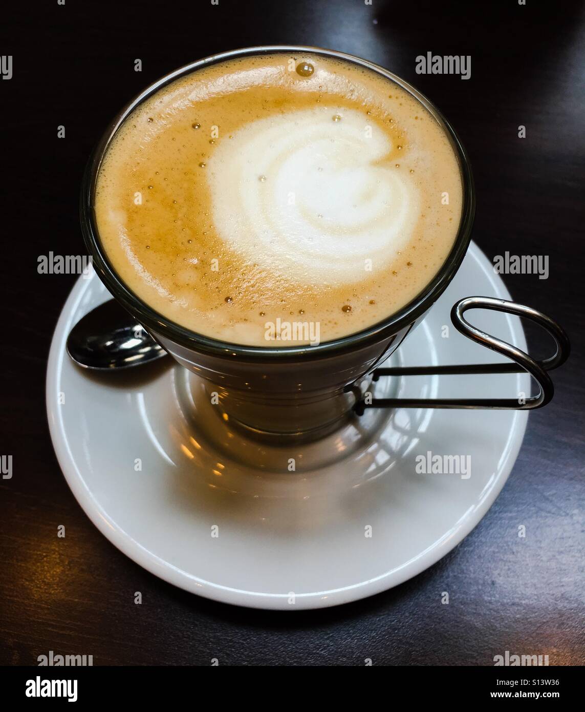 Overhead shot di caffè del mattino Foto Stock