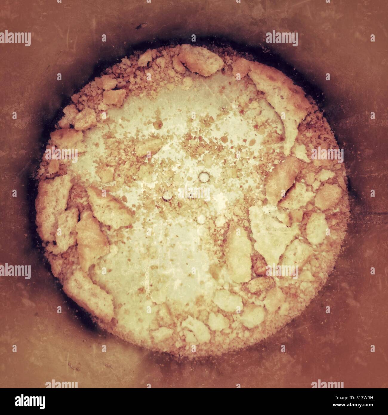 Pianeta Biscuit - il fondo di un vuoto di biscotti con stagno solo briciole rimanenti Foto Stock