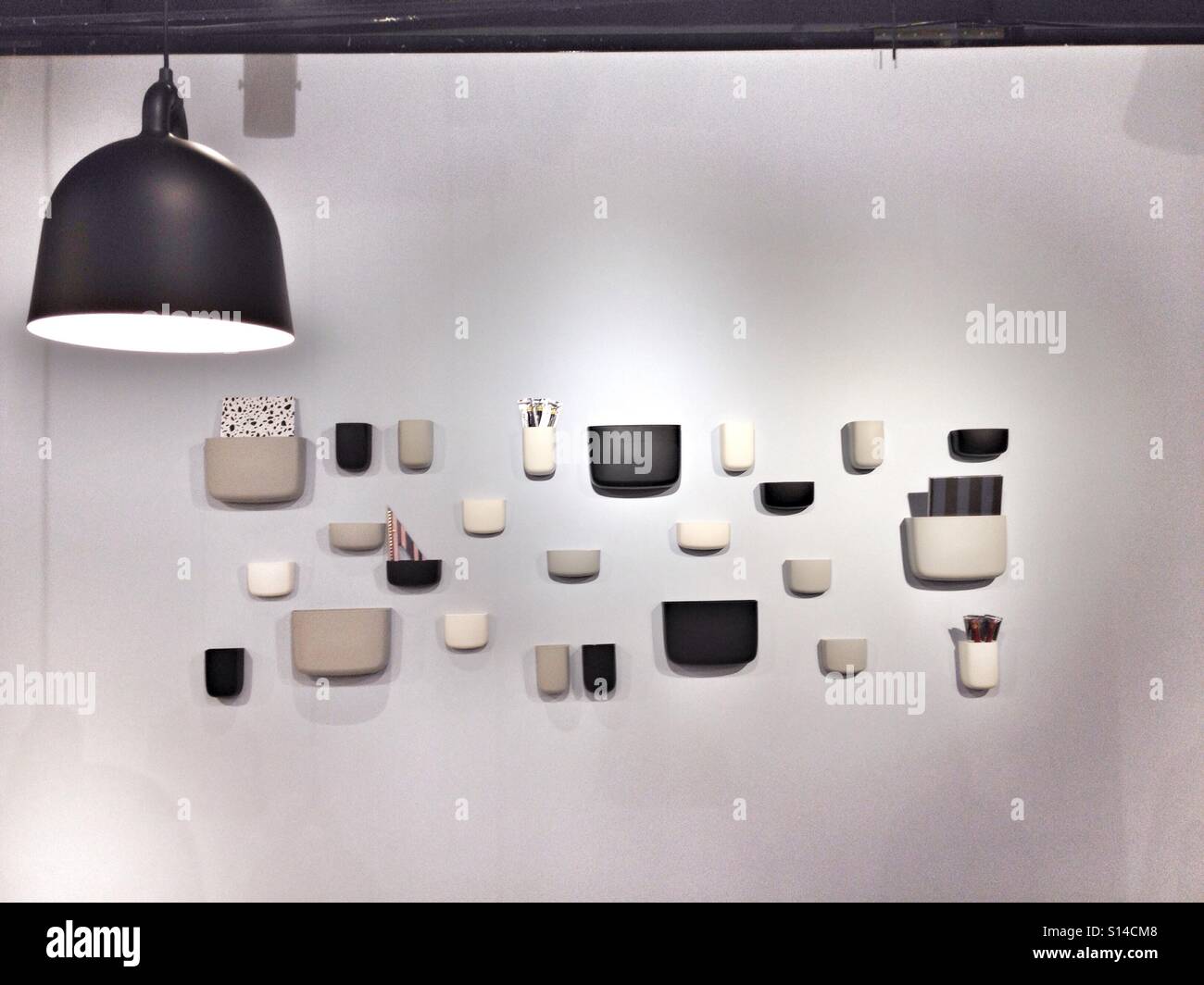 Nero, bianco e grigio decorazioni a parete, Interior Design Foto Stock