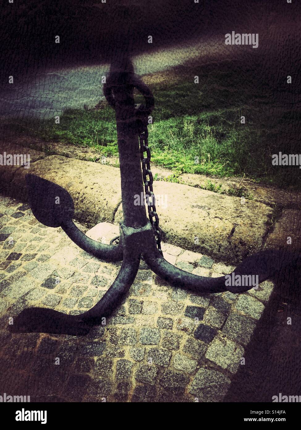 Vintage di ancoraggio per treppiede - Immagine stock catturata con smartphone