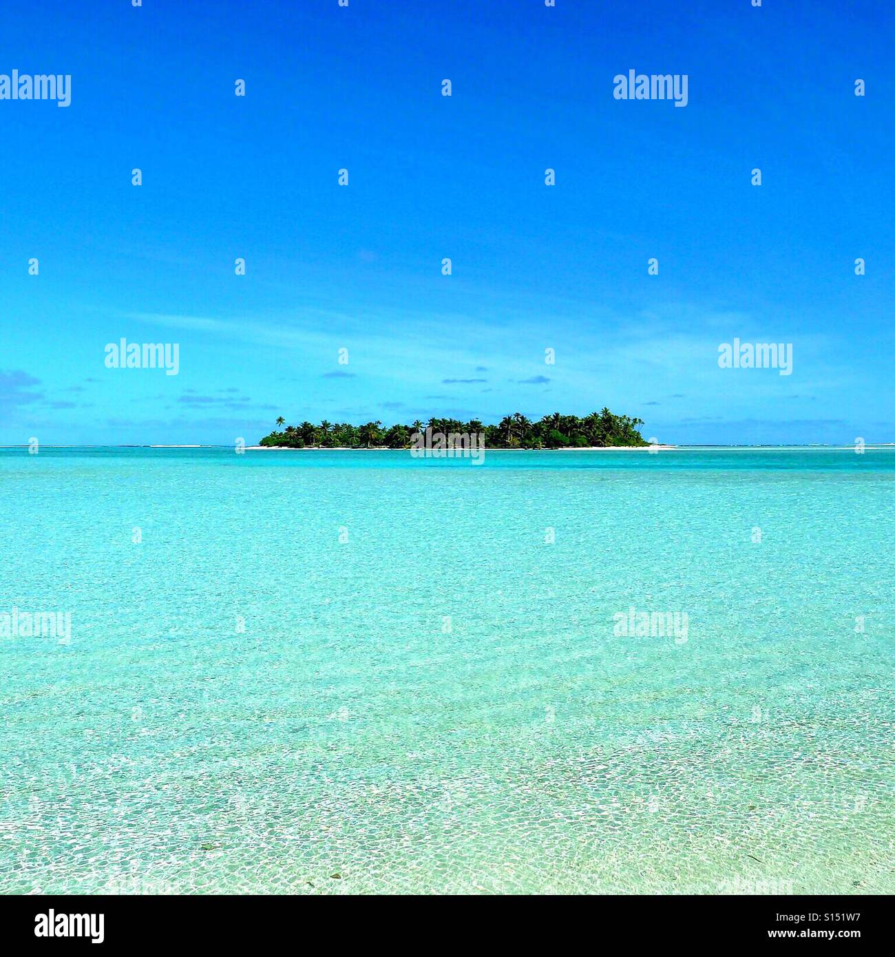 Un'isola di Aitutaki Lagoon Foto Stock