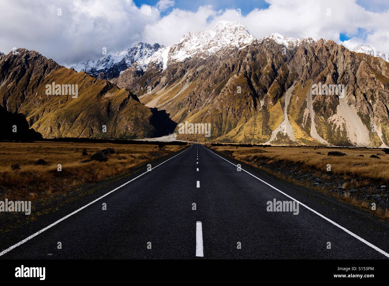 Tasman Valley Road, Aoraki Mt Cook, Nuova Zelanda. Foto Stock