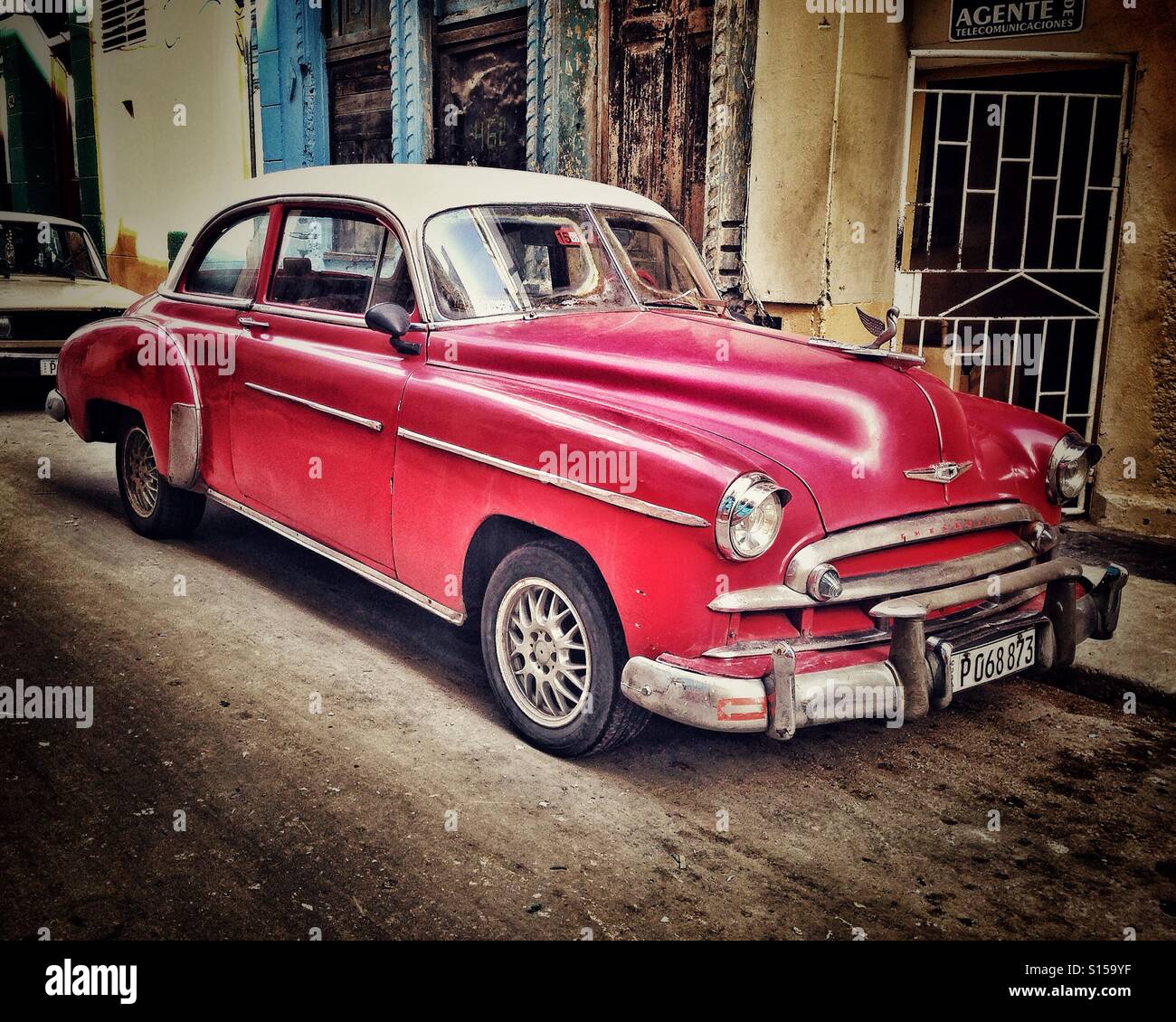 Rosso classico auto in Havana Foto Stock