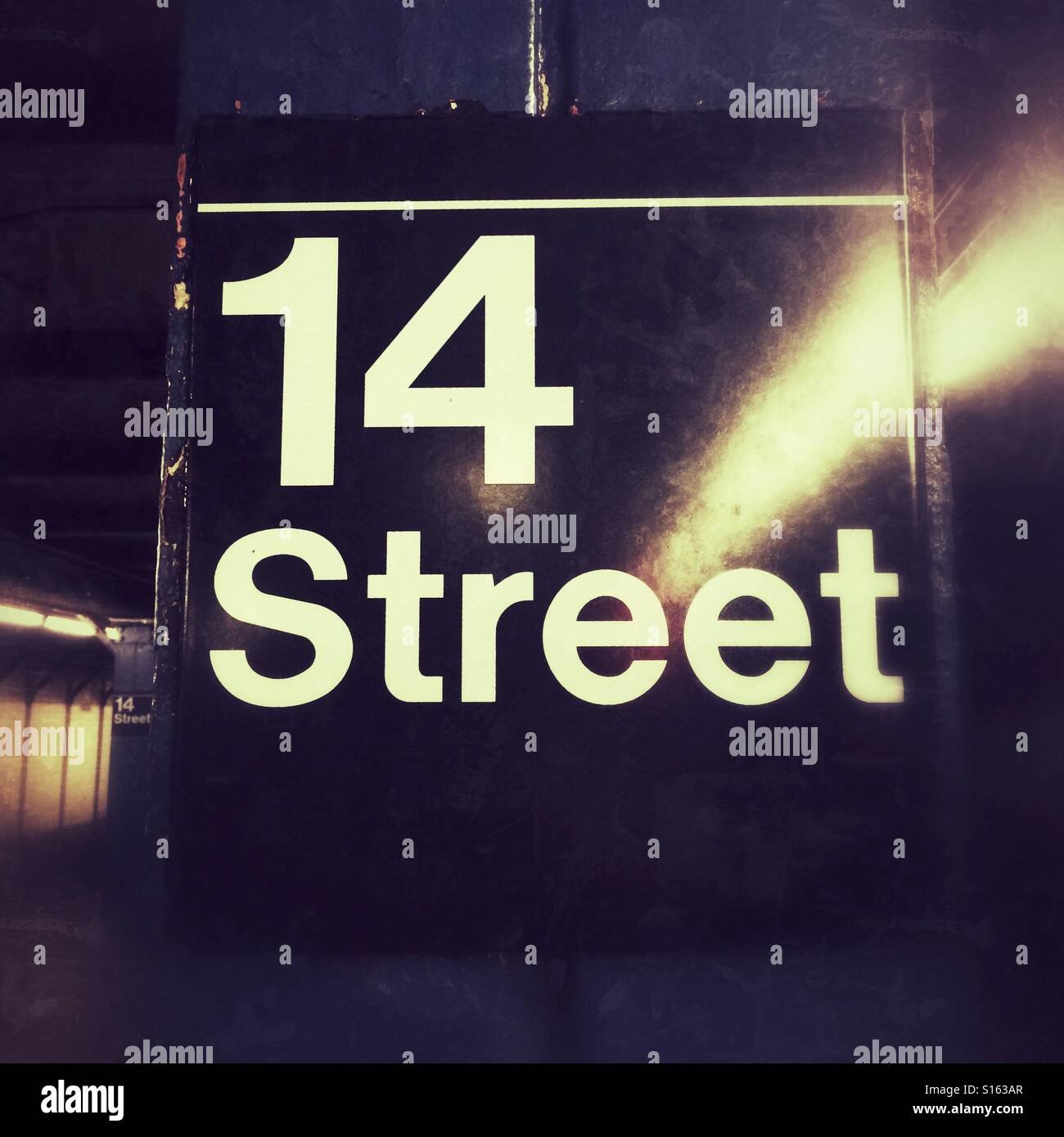 14 Street Subway segno, New York City, Stati Uniti d'America. Foto Stock