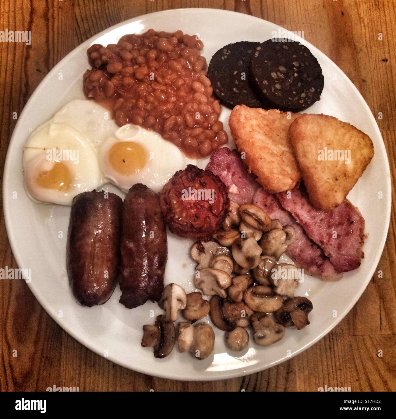 Un enorme colazione inglese completa Foto Stock