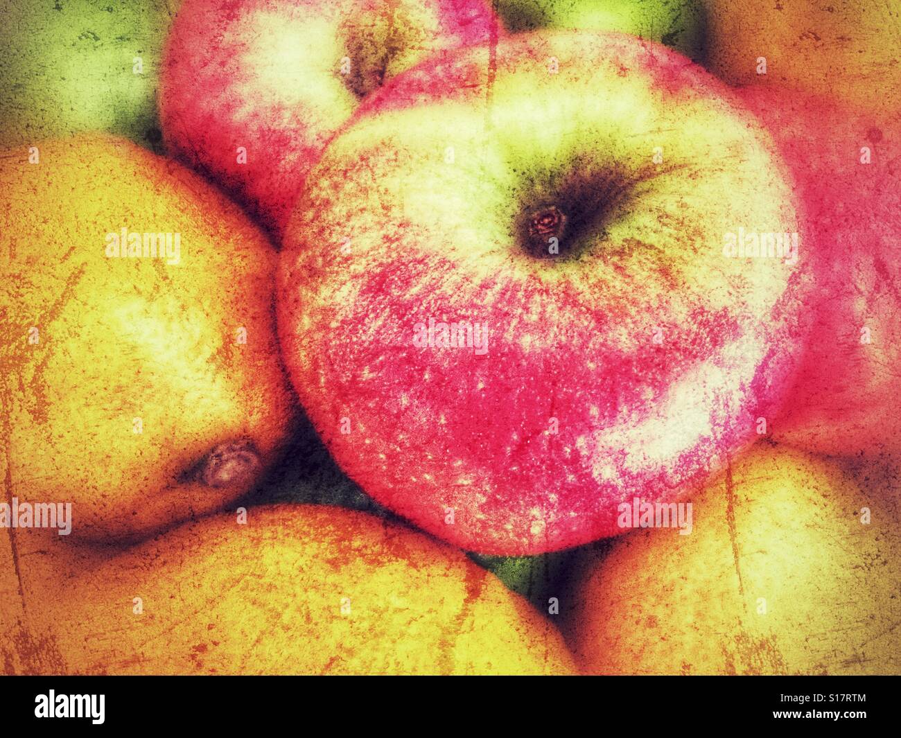 Pink Lady mele e alcuni limoni Foto Stock