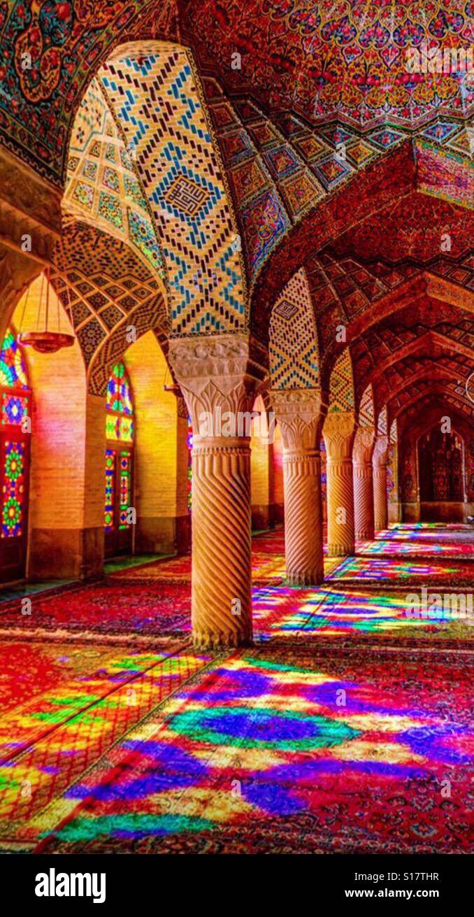 La moschea di rosa in Iran Foto Stock
