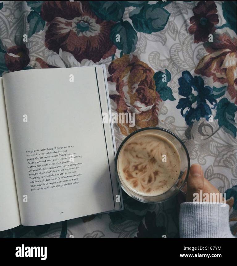 Un libro e cioccolata calda è la miscela perfetta☕️📔 Foto Stock