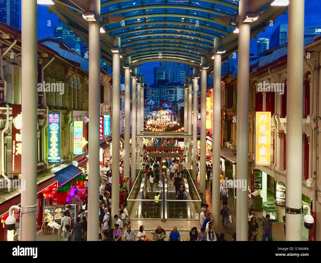 Singapore Chinatown nel crepuscolo serale Foto Stock