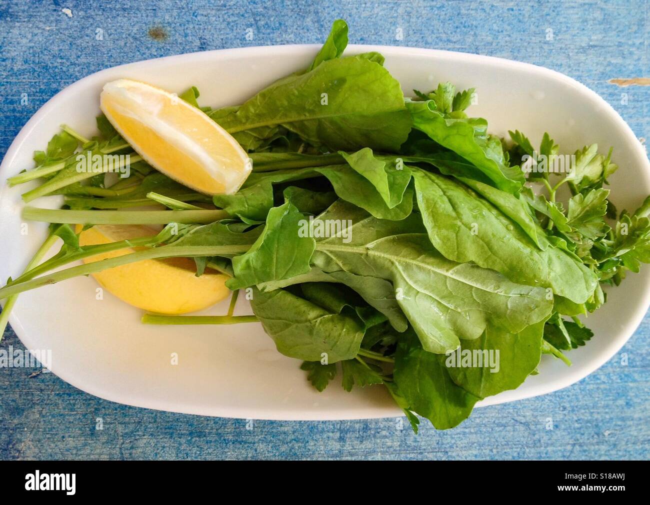 Bagno turco a razzo insalata in foglia Foto Stock
