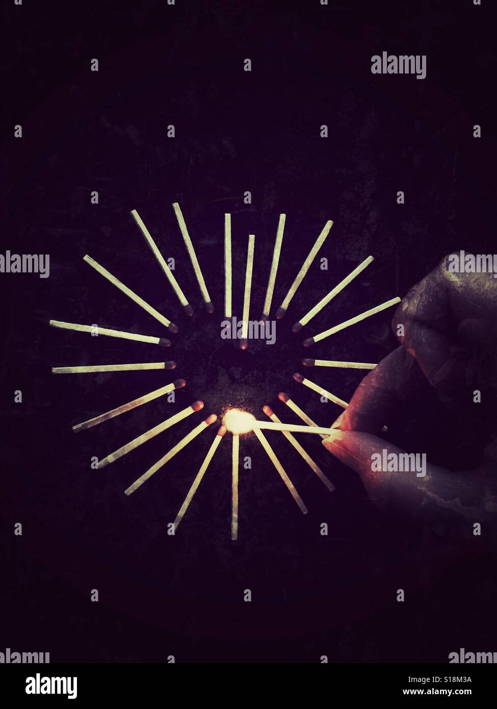 Cuore in fiamme Foto Stock