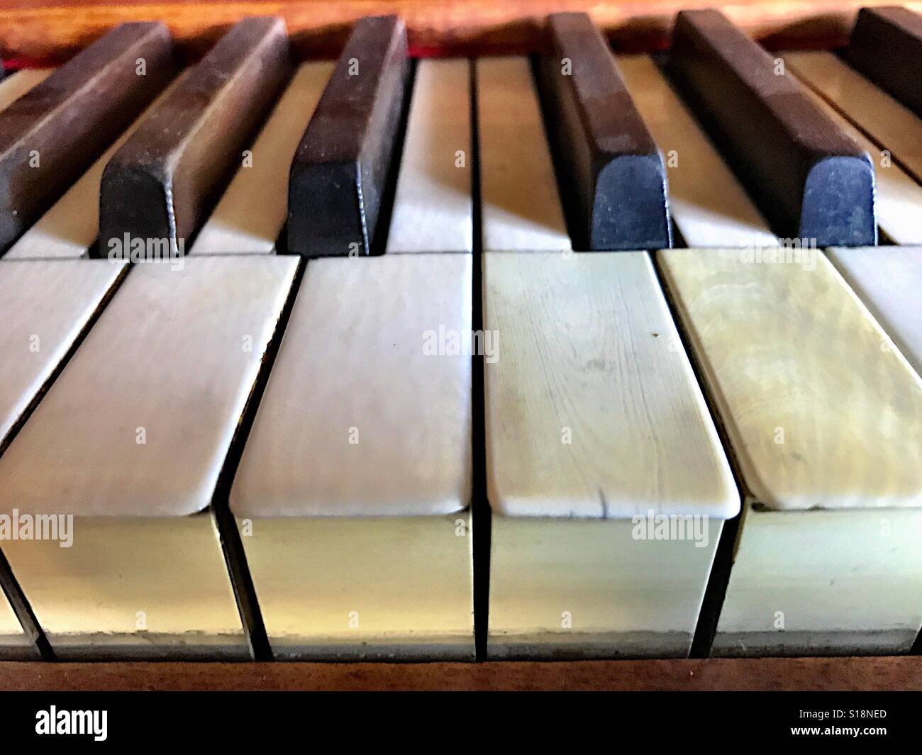 Vecchio avorio tasti di pianoforte, close-up Foto Stock
