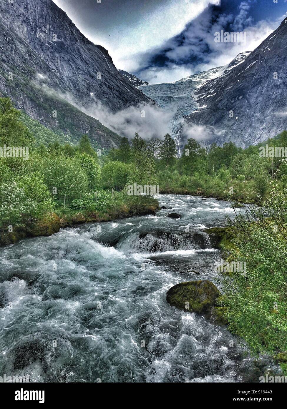 Briksdaalsbreen ghiacciaio in Norvegia Foto Stock