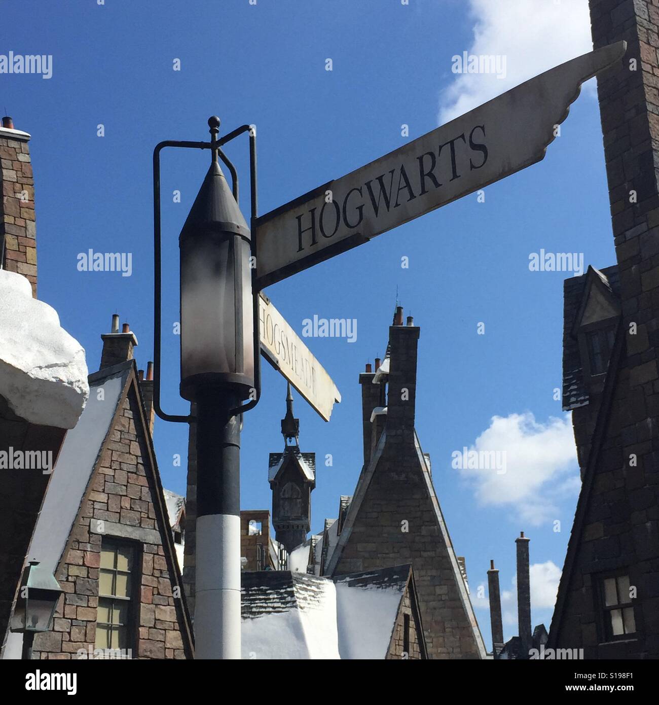 La scuola di Hogwarts strada segno Foto Stock