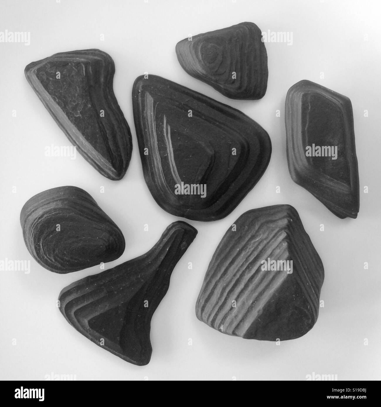 Rocce, wind-scolpito 'ventifacts' Isole Falkland Foto Stock