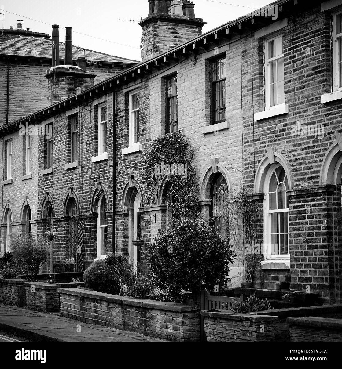 Case di Saltaire, Unesco World Heritage Village, Bradford, Yorkshire. Foto Stock