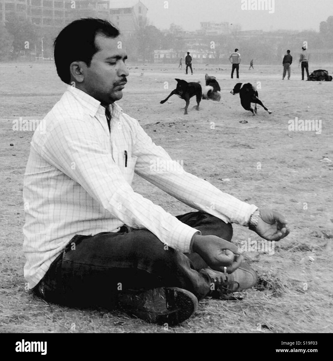 La meditazione nel parco Foto Stock