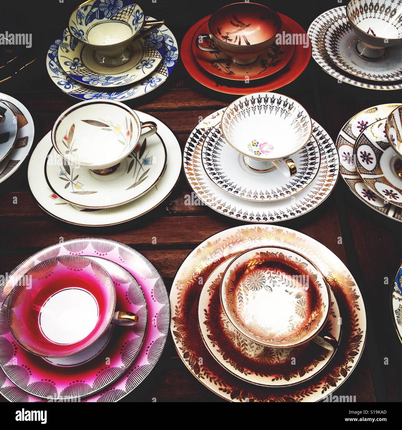 Vintage Tea Cups Foto Stock
