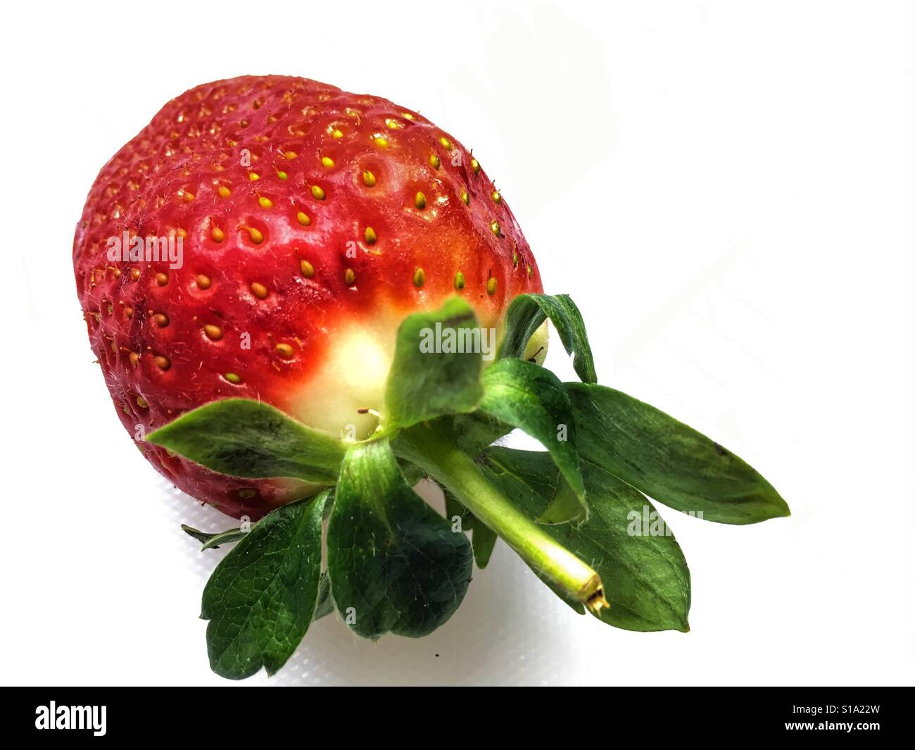 Fragola, isolato su uno sfondo bianco - Immagine stock catturata con smartphone