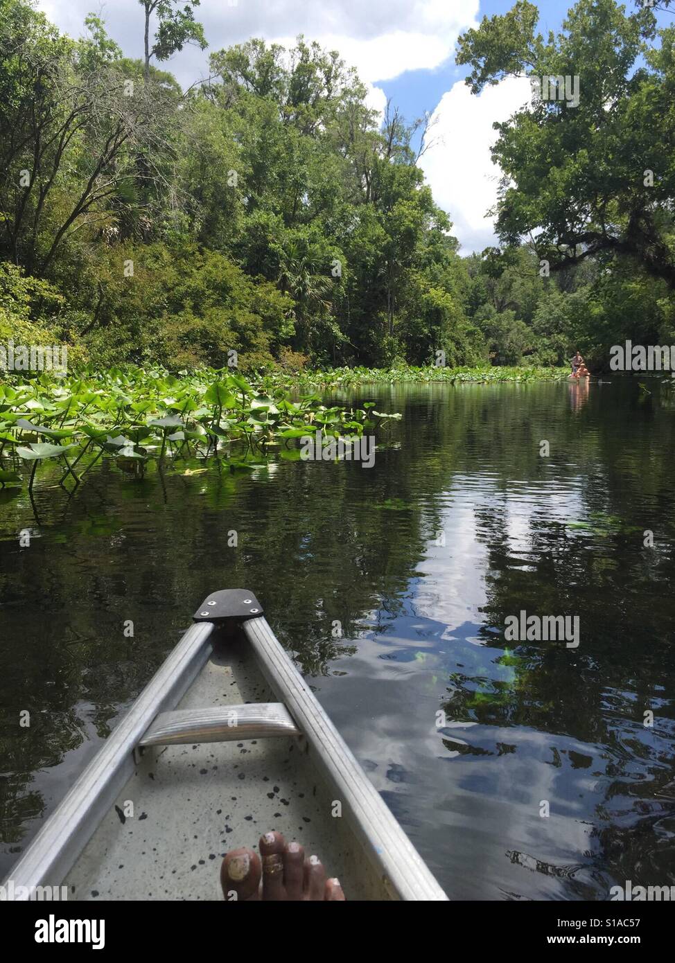 Calma canoa giorno in Florida la molla Foto Stock