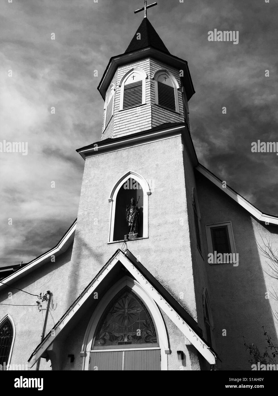 Vecchia chiesa di legno Foto Stock