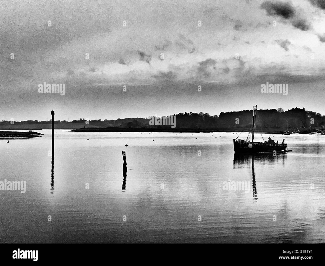 Fiume Deben Woodbridge Suffolk in Inghilterra - Immagine stock catturata con smartphone