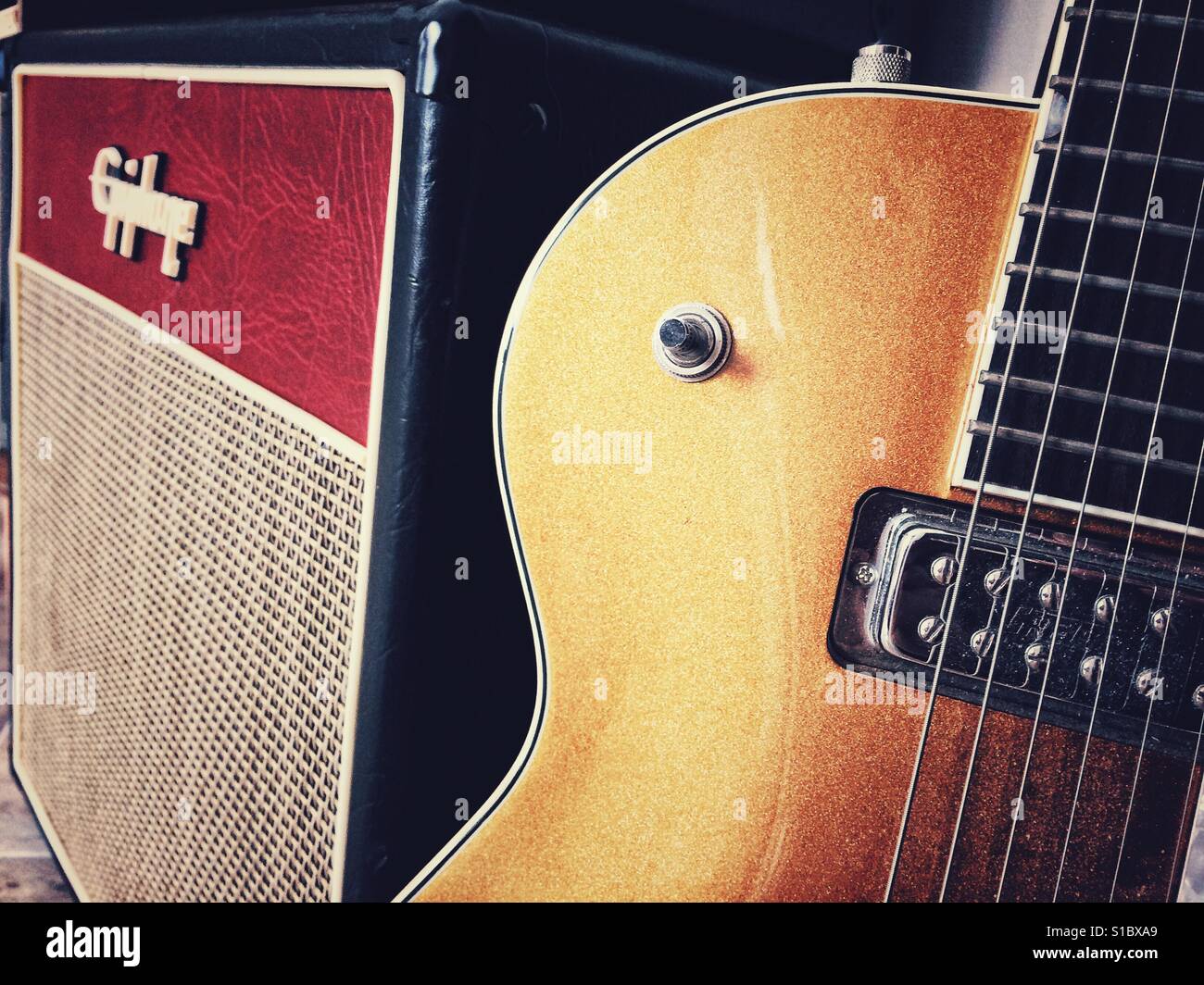 Gretsch chitarra e Epiphone amp dettaglio Foto Stock