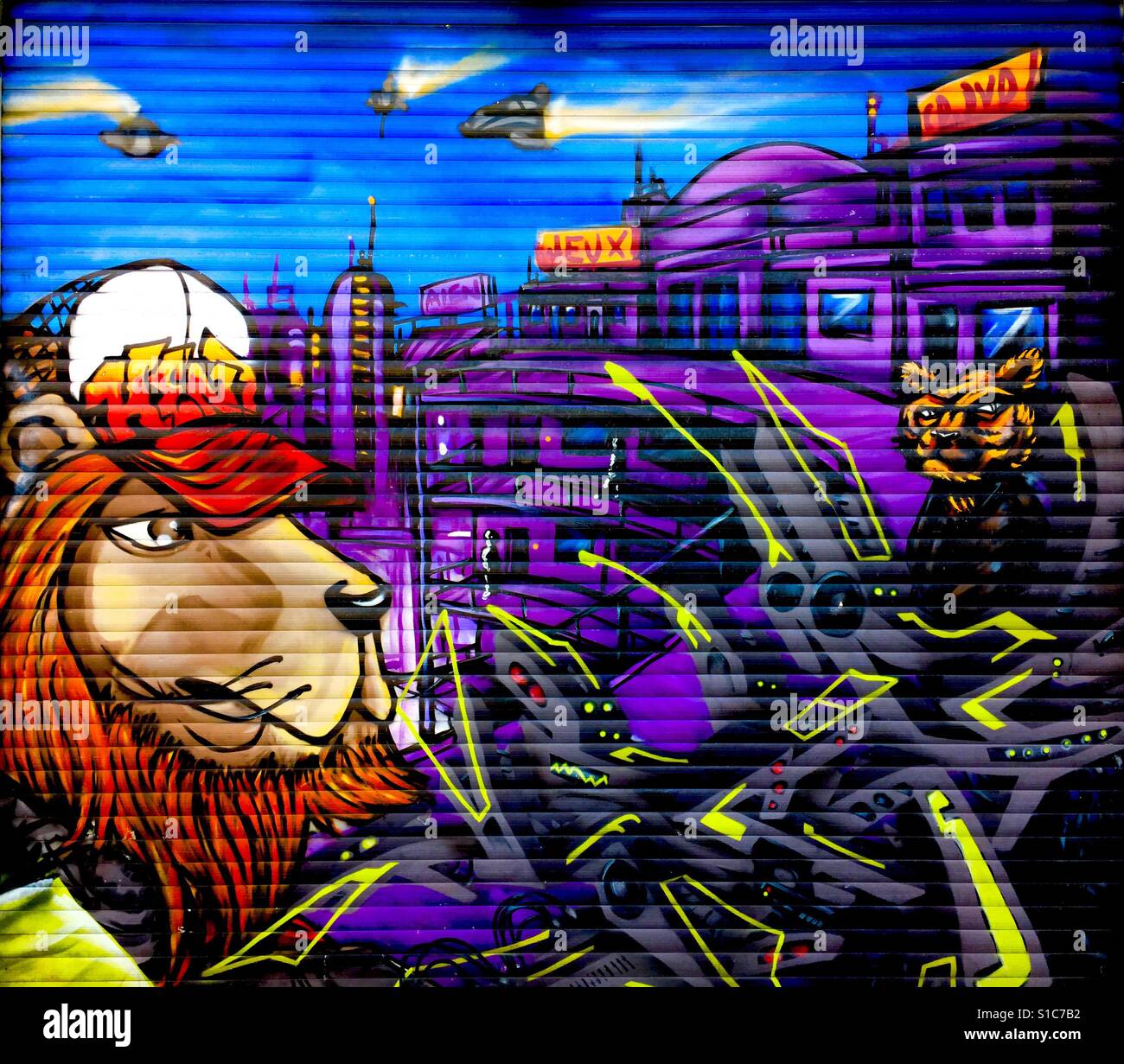 Lion avveniristico Street Art, Bruxelles Foto Stock