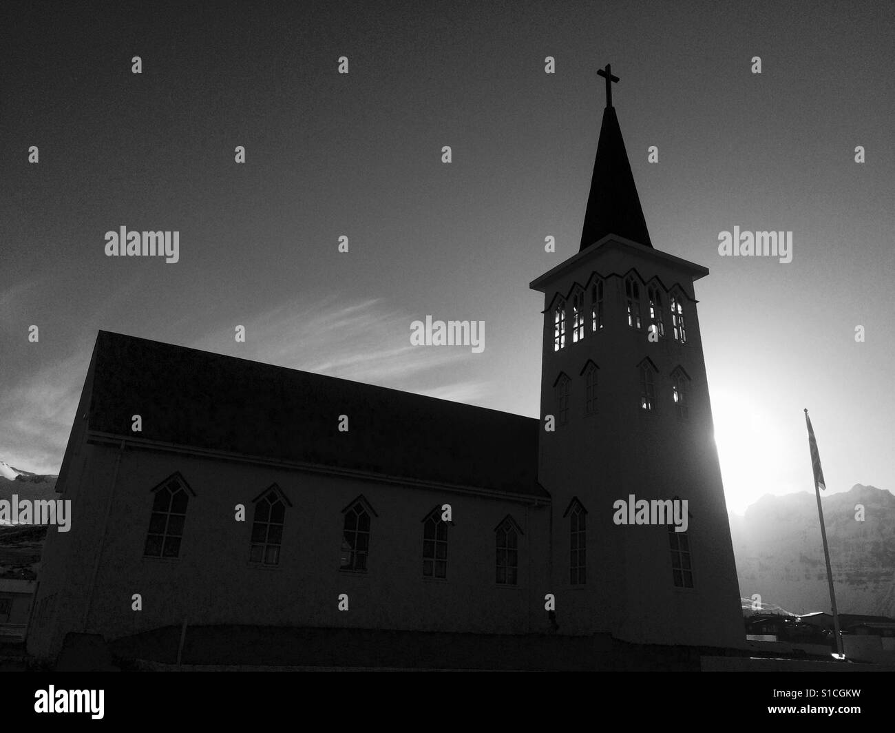 Grundarfjordur chiesa nella città di Grundarfjordur in Islanda Foto Stock