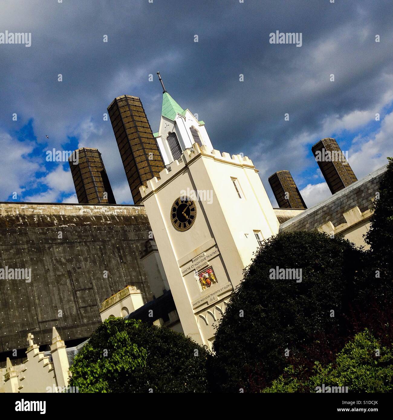 Trinity Hospital, dal sentiero del Tamigi, Anchor Iron Wharf, Greenwich Foto Stock