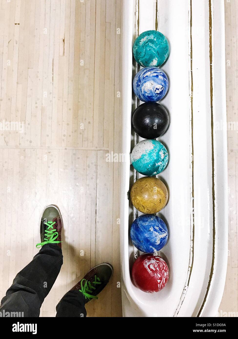 Duckpin bowling nel Connecticut, Stati Uniti d'America. Foto Stock