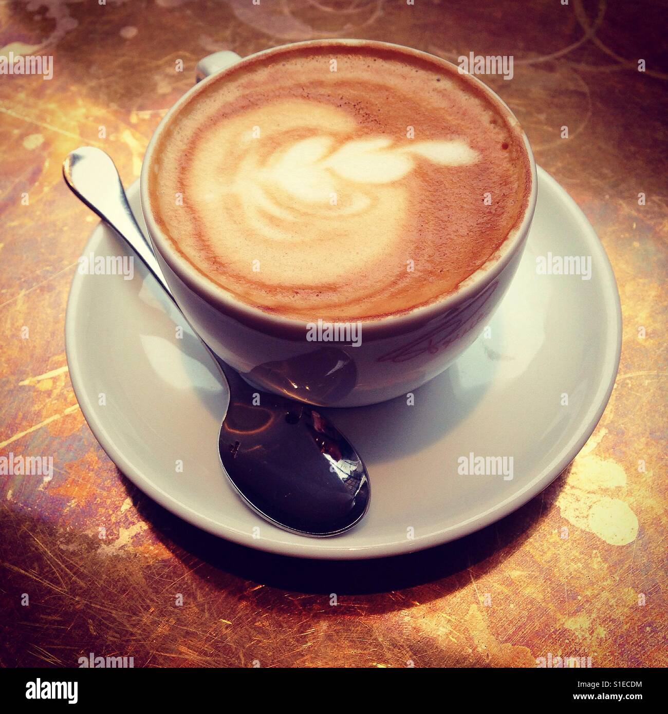 Piatto bianco caffè Foto Stock