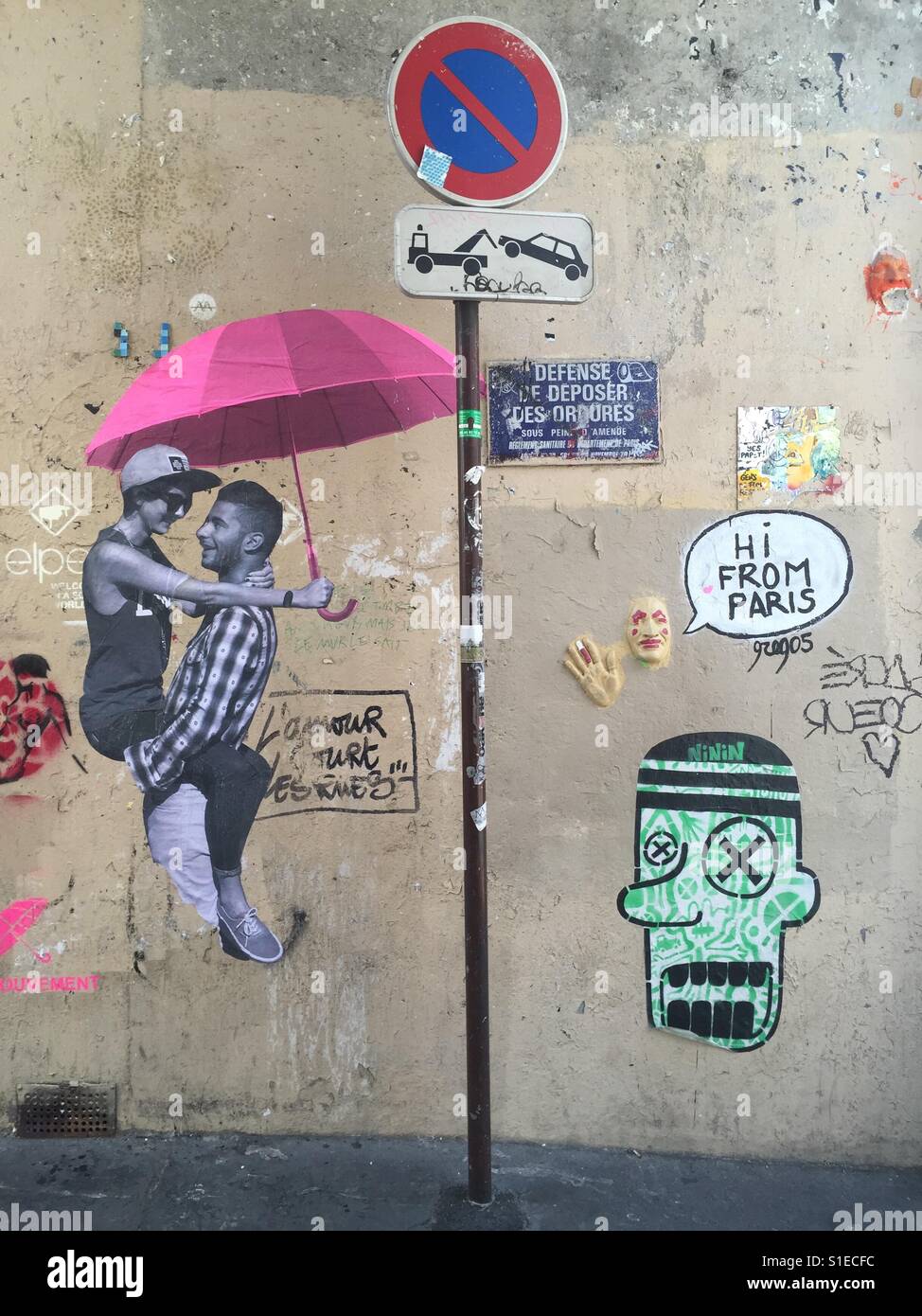 La street art a Parigi, Francia Foto Stock