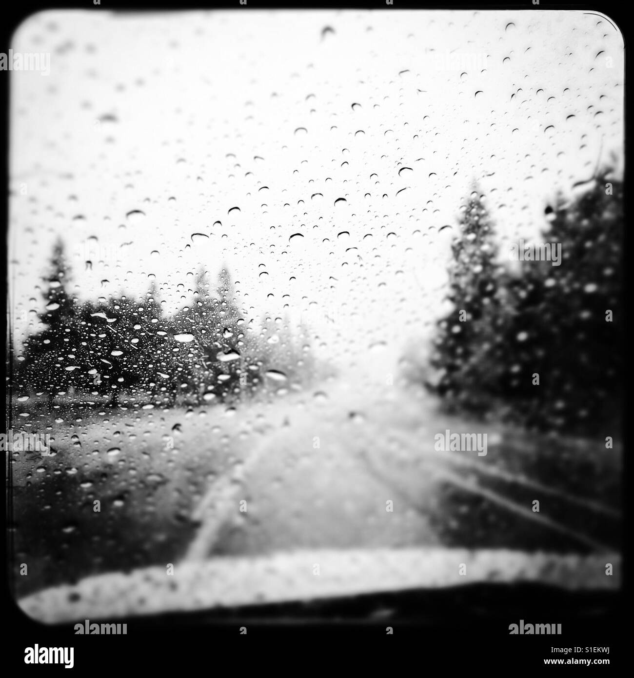 La guida in un giorno di pioggia. - Immagine stock catturata con smartphone