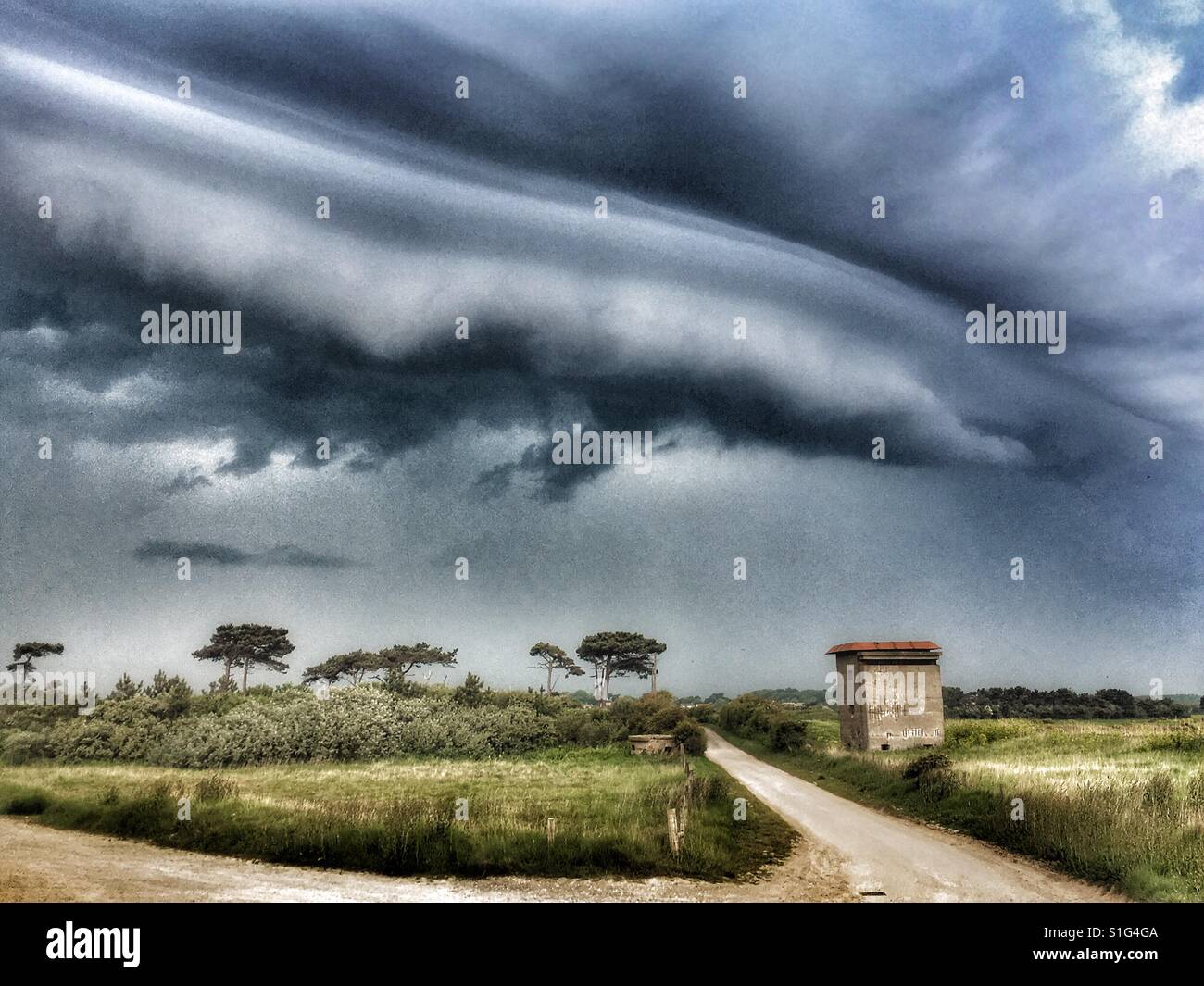 Maltempo su Bawdsey Suffolk in Inghilterra - Immagine stock catturata con smartphone