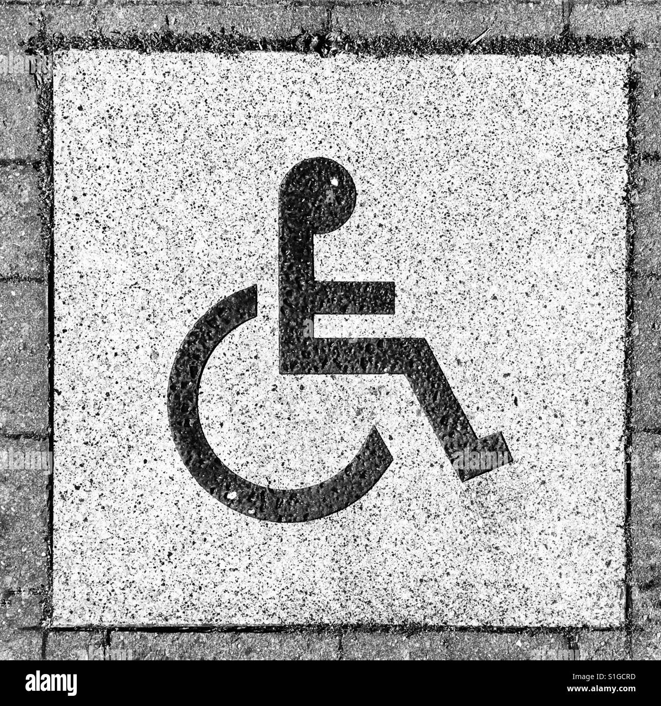 Sedia a rotelle Simbolo disabili Foto Stock