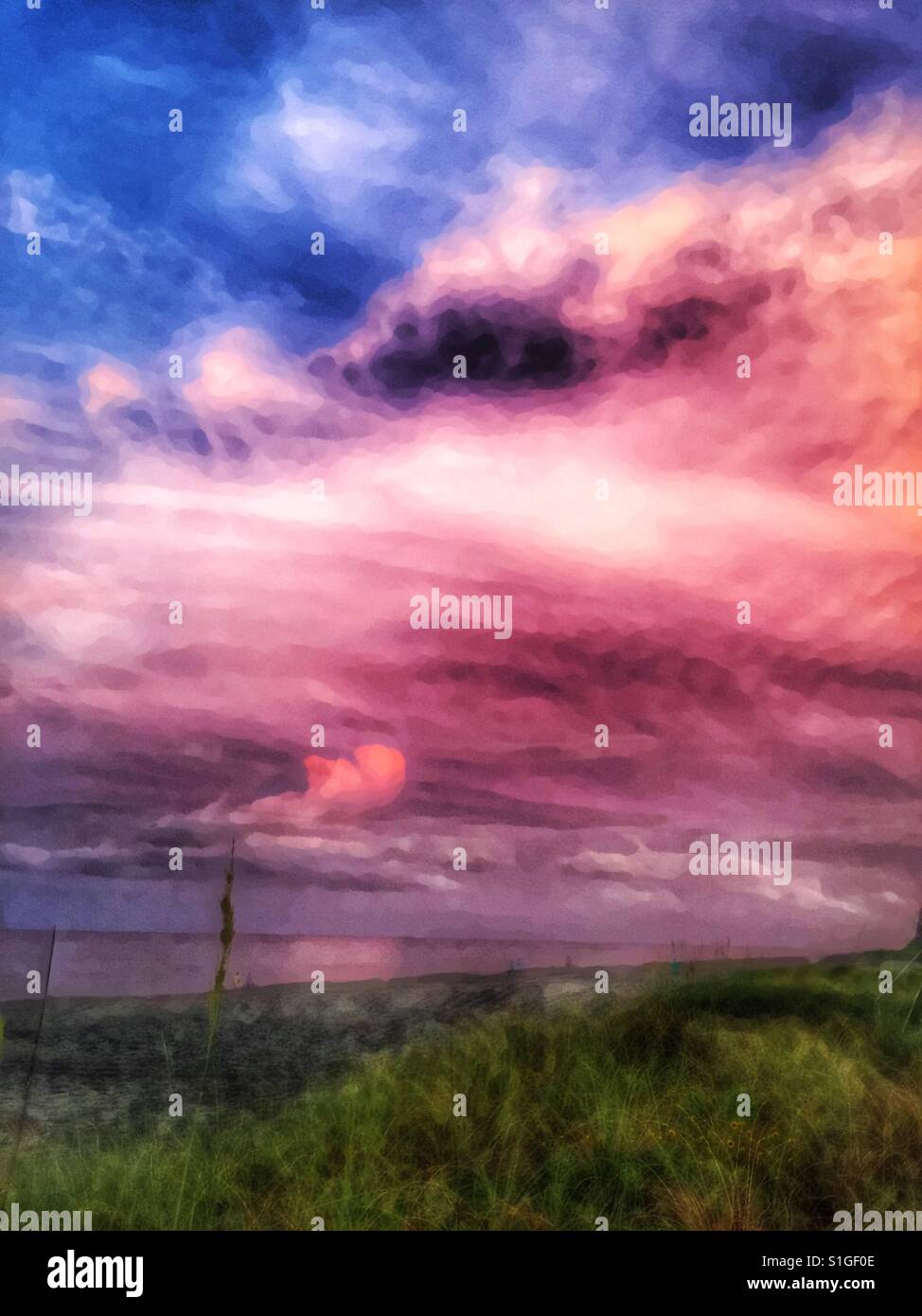 Cielo colorato a Hobe Sound beach - tramonto Foto Stock