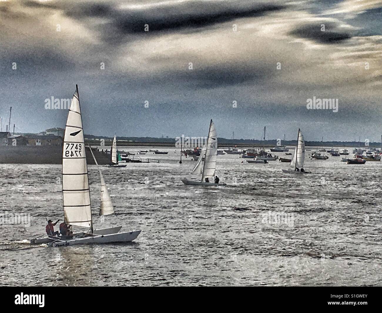 Fiume Deben Bawdsey Ferry Suffolk - Immagine stock catturata con smartphone