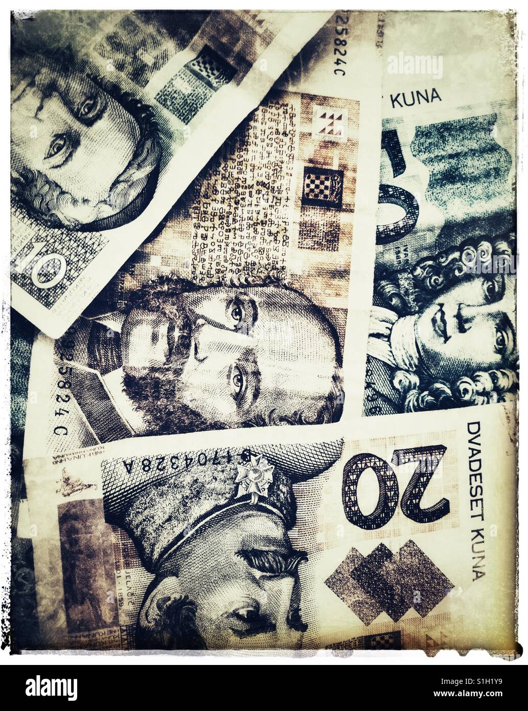 La Kuna croata Banconote - Immagine stock catturata con smartphone