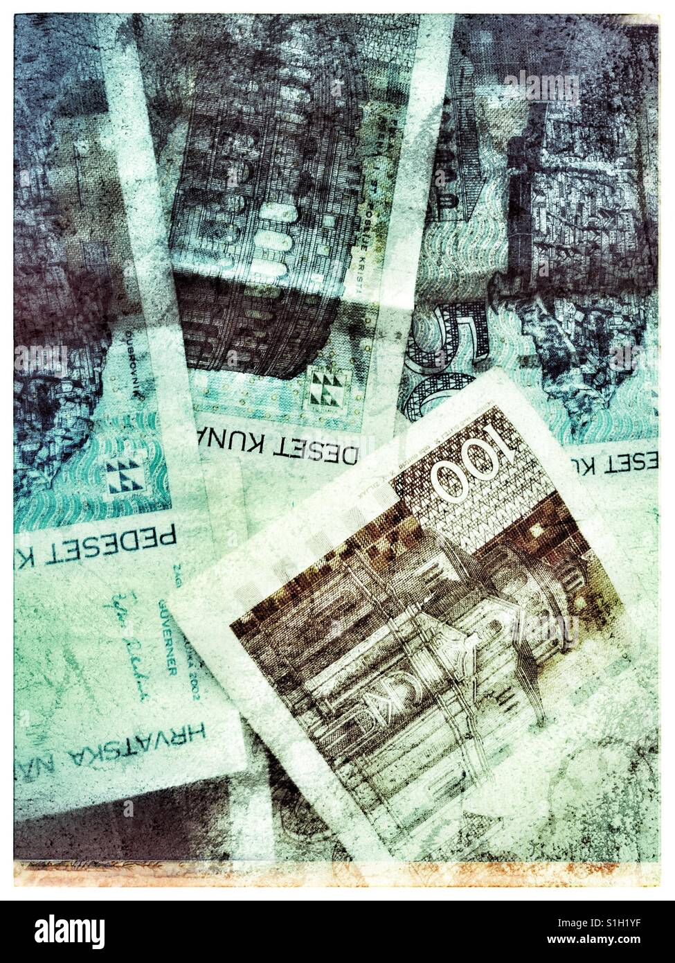 La Kuna croata Banconote - Immagine stock catturata con smartphone